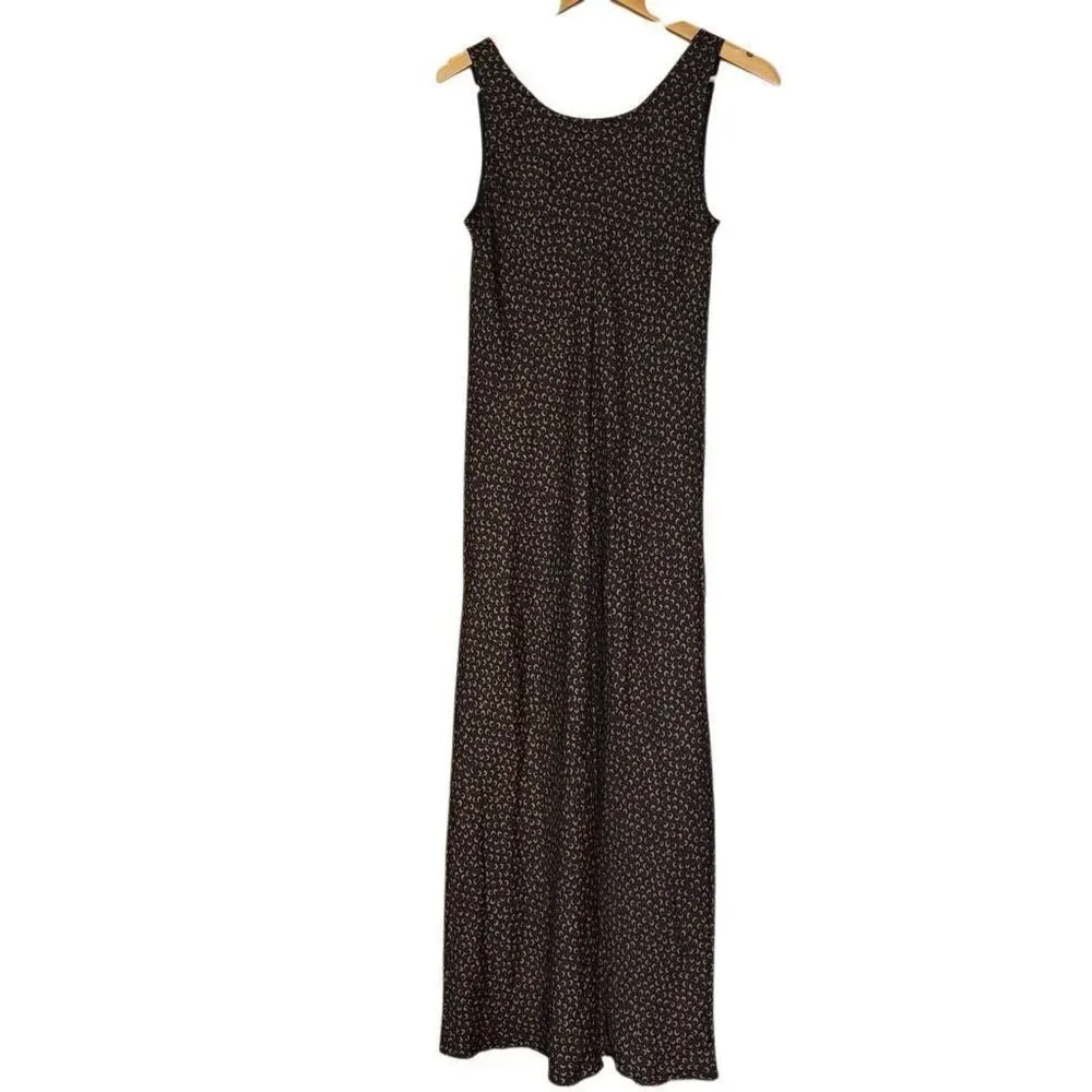 Vince scoop neck maxi slip dress silk black tan size XS